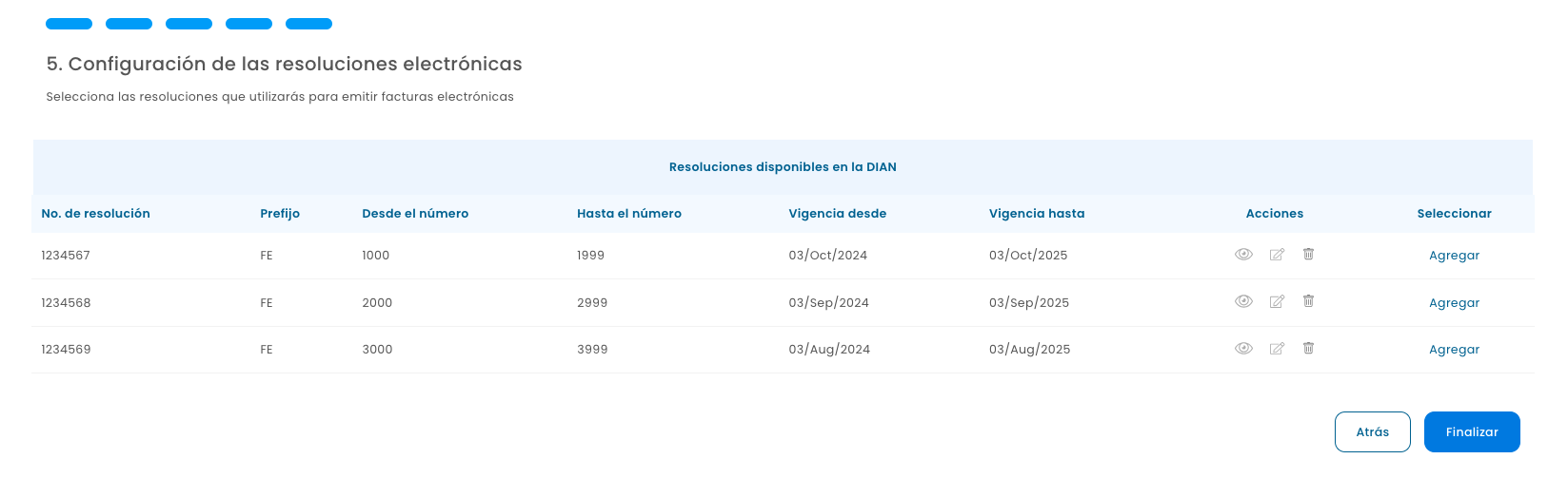 5. Configuración y activación de resoluciones de factura electrónica